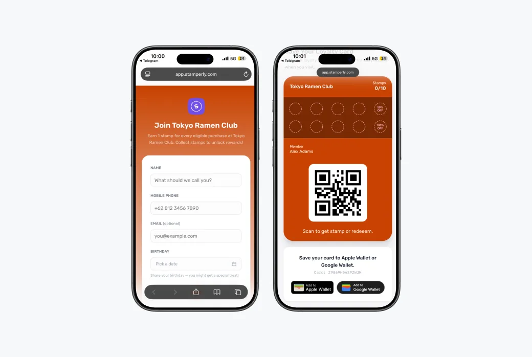 Screenshot of the card download page with the Add to Apple Wallet and Add to Google Wallet buttons.